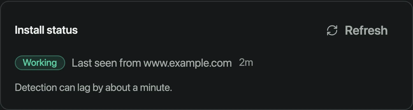 Install status showing Working