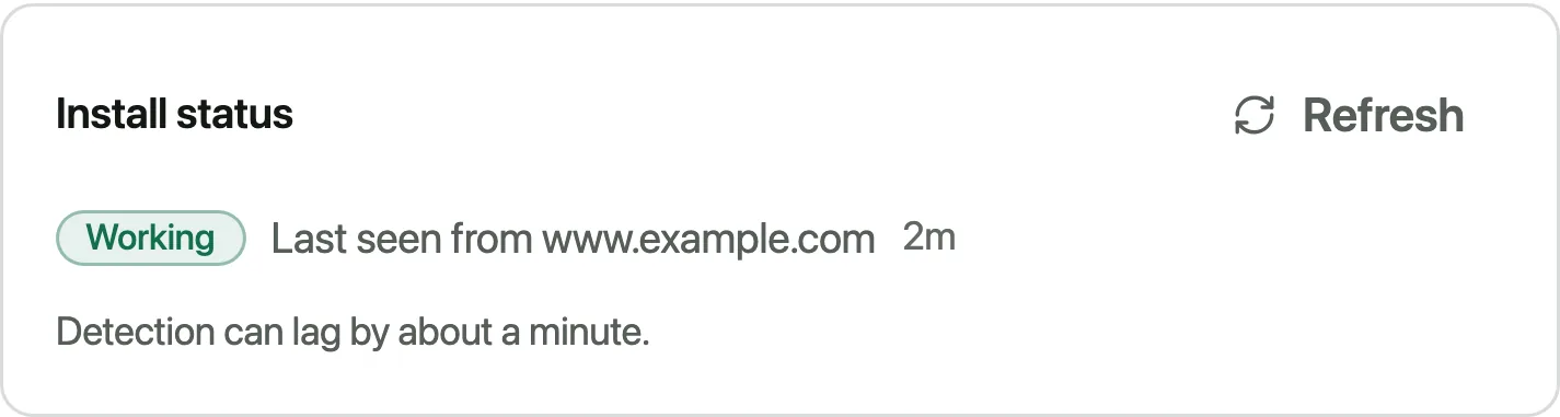 Install status showing Working
